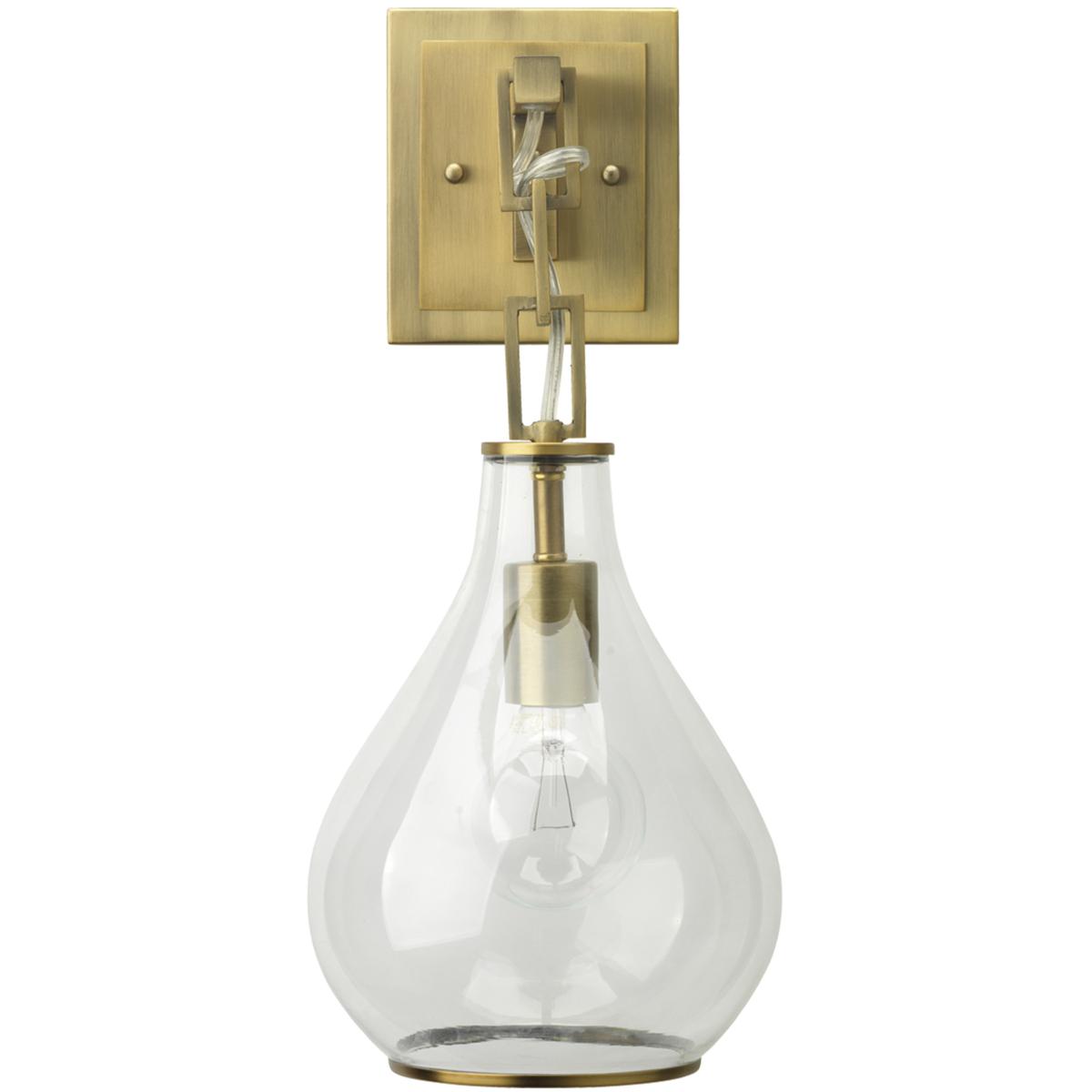 Jamie Young Co 4TEAR-CLAB Tear Drop Hanging 1 Light 7.5 inch Clear Glass & Antique Brass Wall Sconce Wall Light in Clear Glass and Antique Brass
