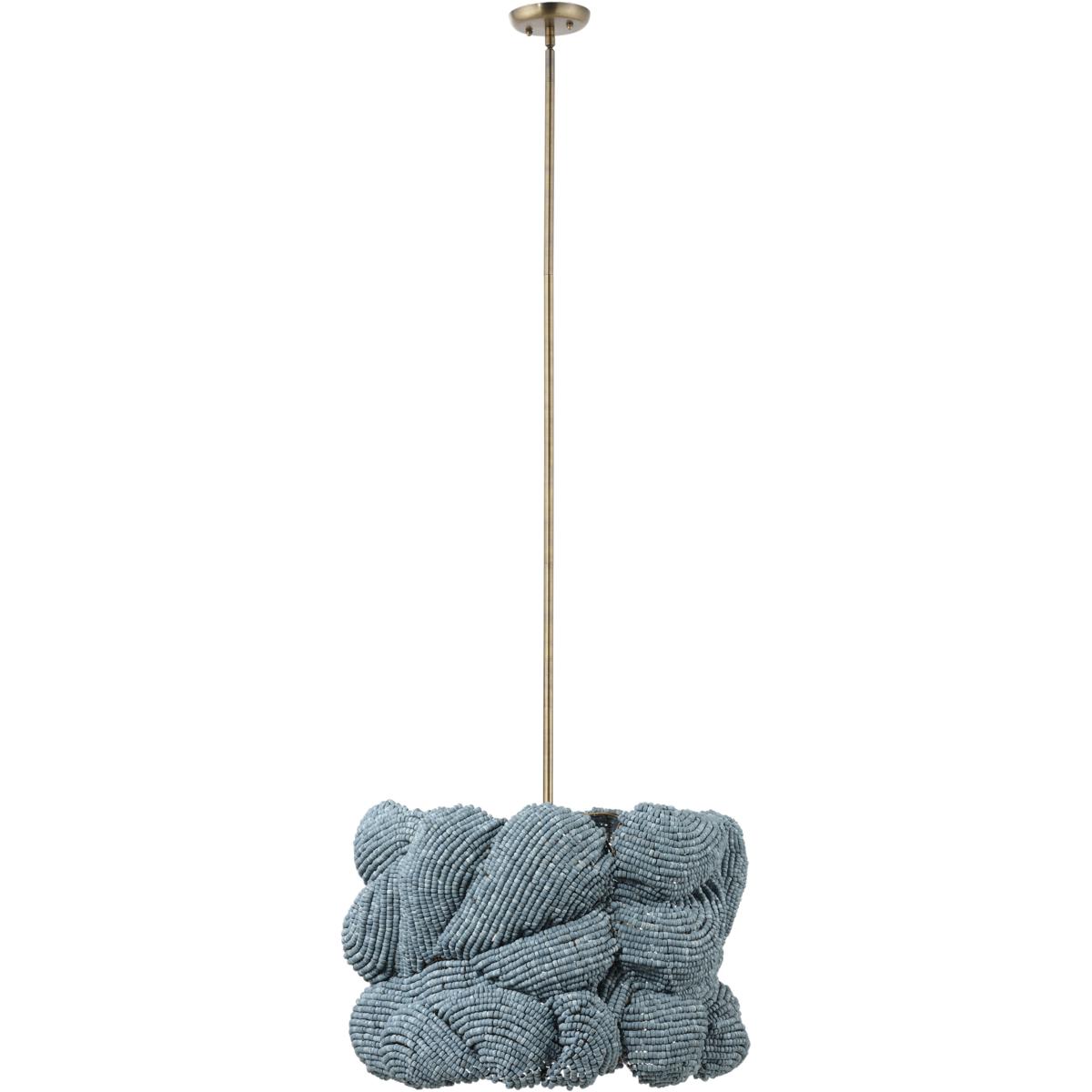 Jamie Young Co 5ANGU-SMBL Anguilla LED 25 inch Blue Wood Beads Chandelier Ceiling Light, Small, Inline