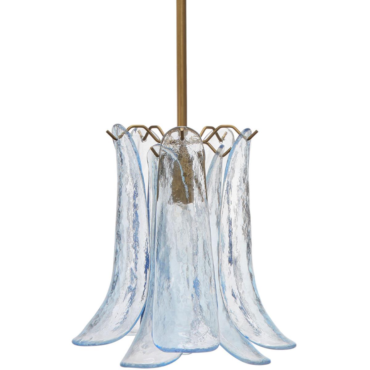 Jamie Young Co 5CALA-PEBL Cala 1 Light 12 inch Brass Pendant Ceiling Light in Pale Blue Mouth-Blown Glass