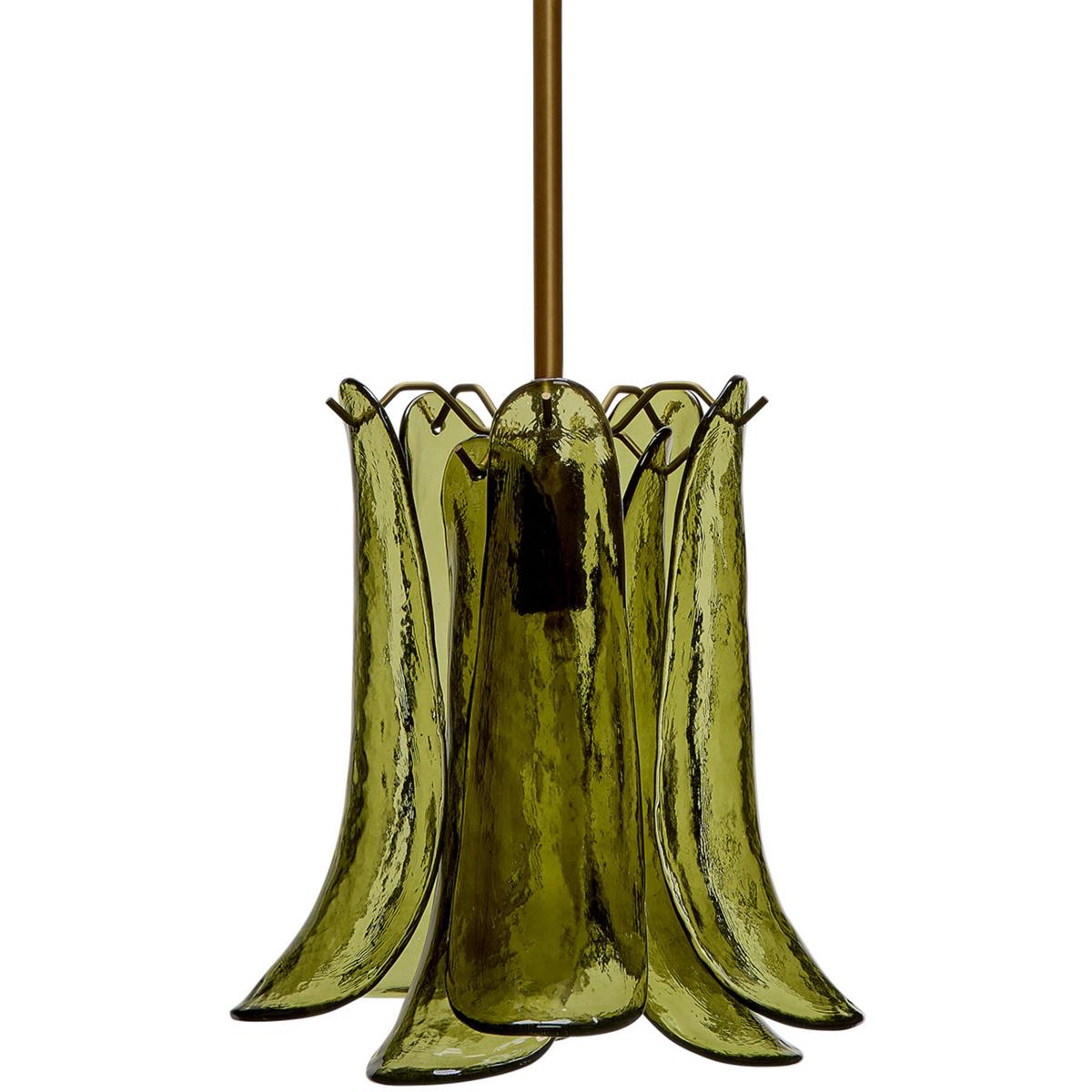 Jamie Young Co 5CALA-PEGN Cala 1 Light 12 inch Brass Pendant Ceiling Light in Smoke Green Mouth-Blown Glass