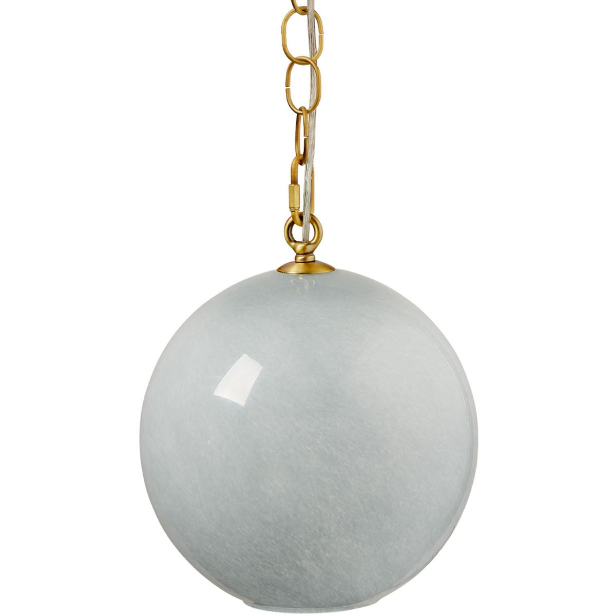 Jamie Young Co 5CAMB-PEBL Camber 1 Light 11.5 inch Brass Pendant Ceiling Light in Blue Mouth-Blown Glass