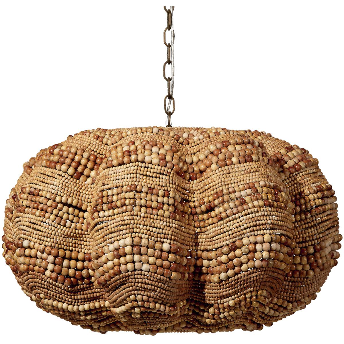 Jamie Young Co 5CLAM-XLNA Clamshell 4 Light 37 inch Natural Wood Beads Chandelier Ceiling Light