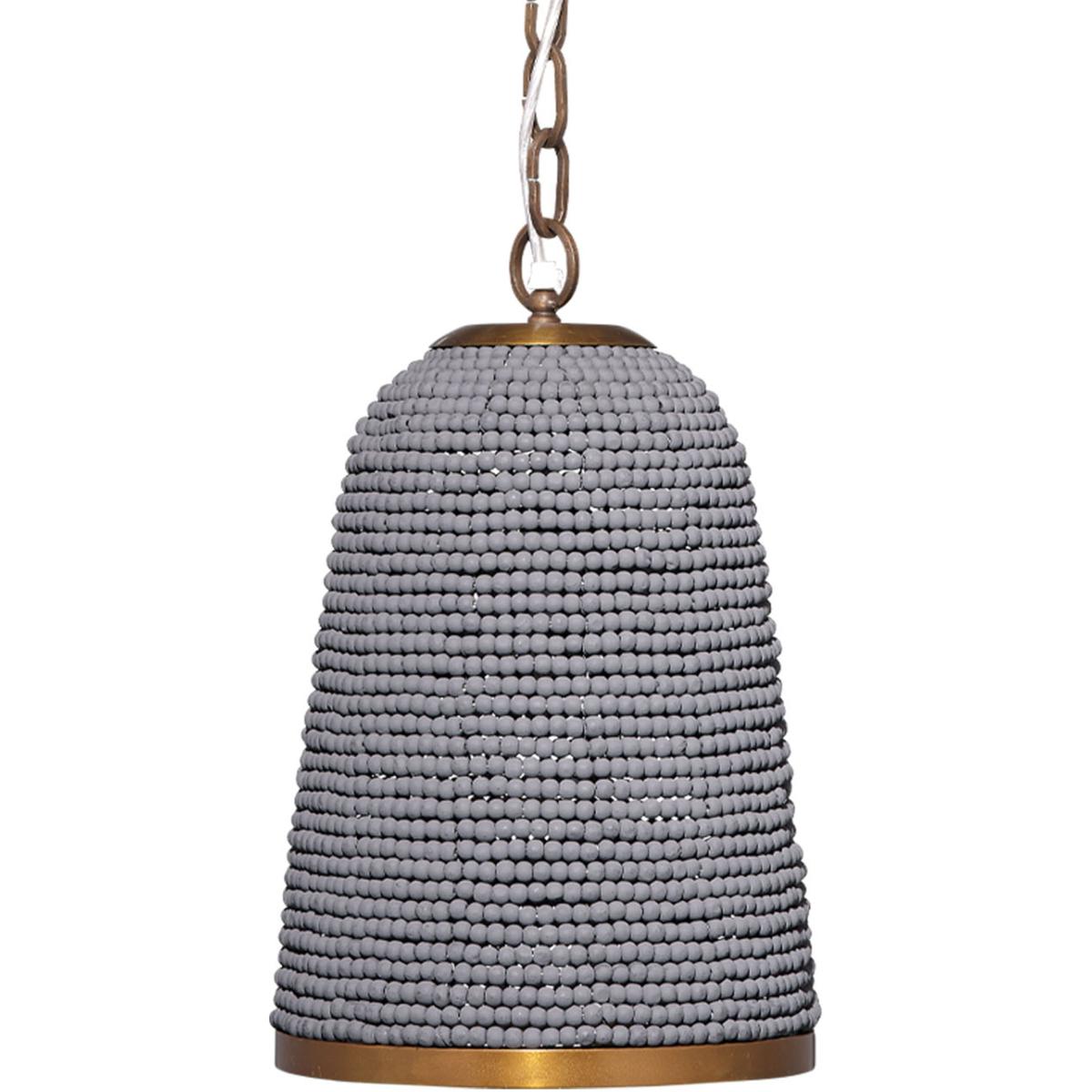 Jamie Young Co 5CREE-PESB Creekside 1 Light 11 inch Slate Blue Wood Beads and Antique Brass Pendant Ceiling Light