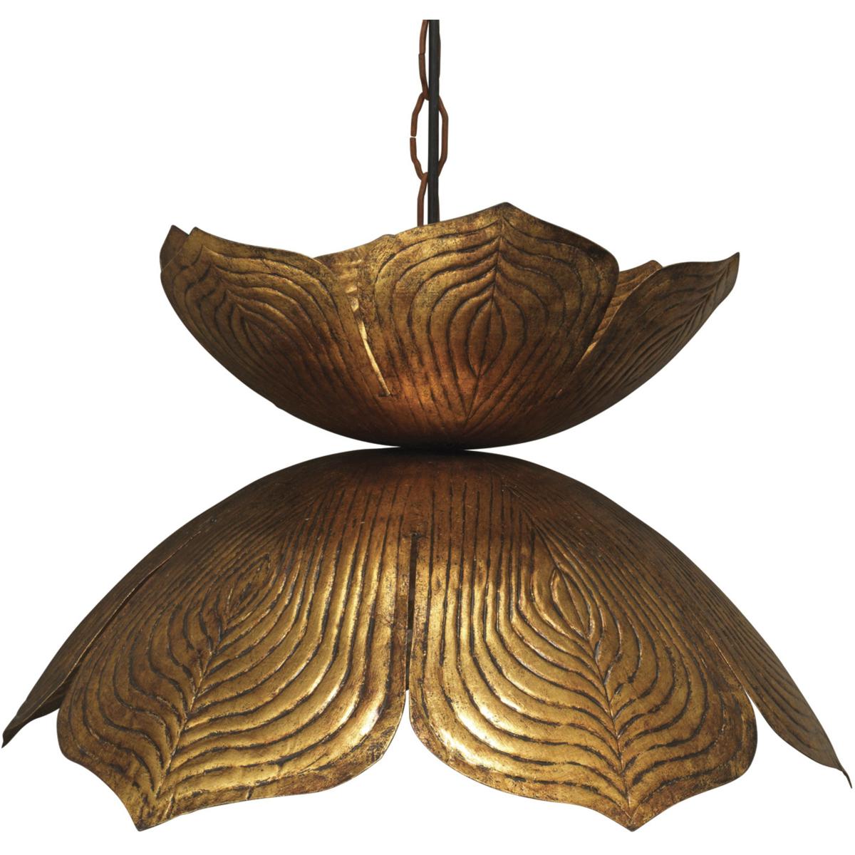 Jamie Young Co 5FLOW-LGGO Flowering Lotus 1 Light 20 inch Antique Gold Pendant Ceiling Light