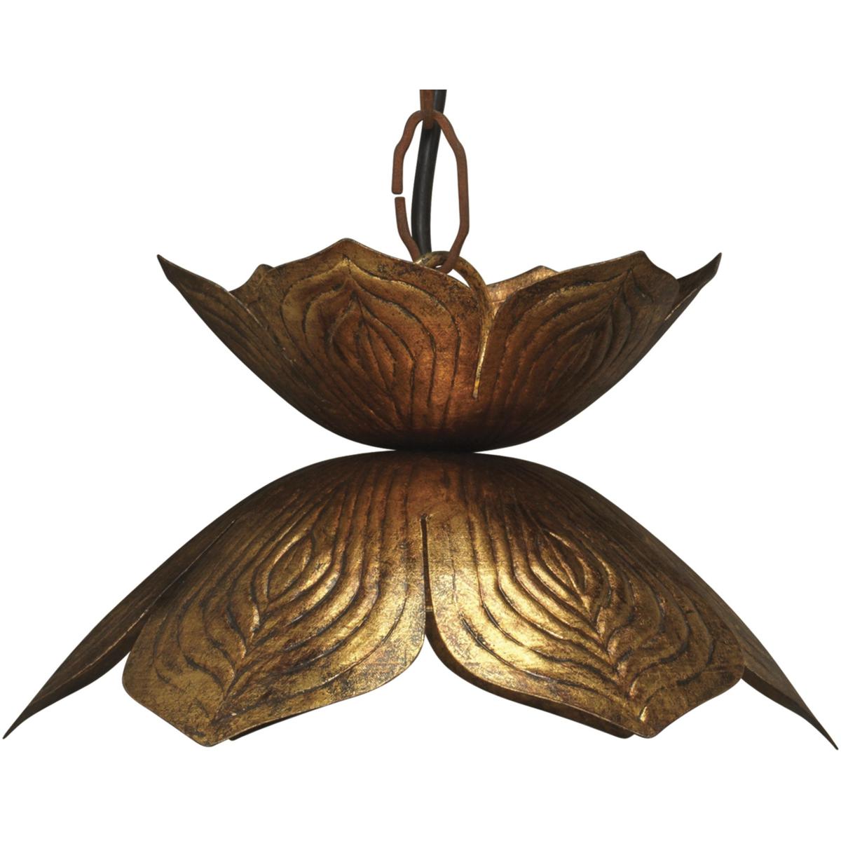 Jamie Young Co 5FLOW-SMGO Flowering Lotus 1 Light 10.5 inch Antique Gold Pendant Ceiling Light
