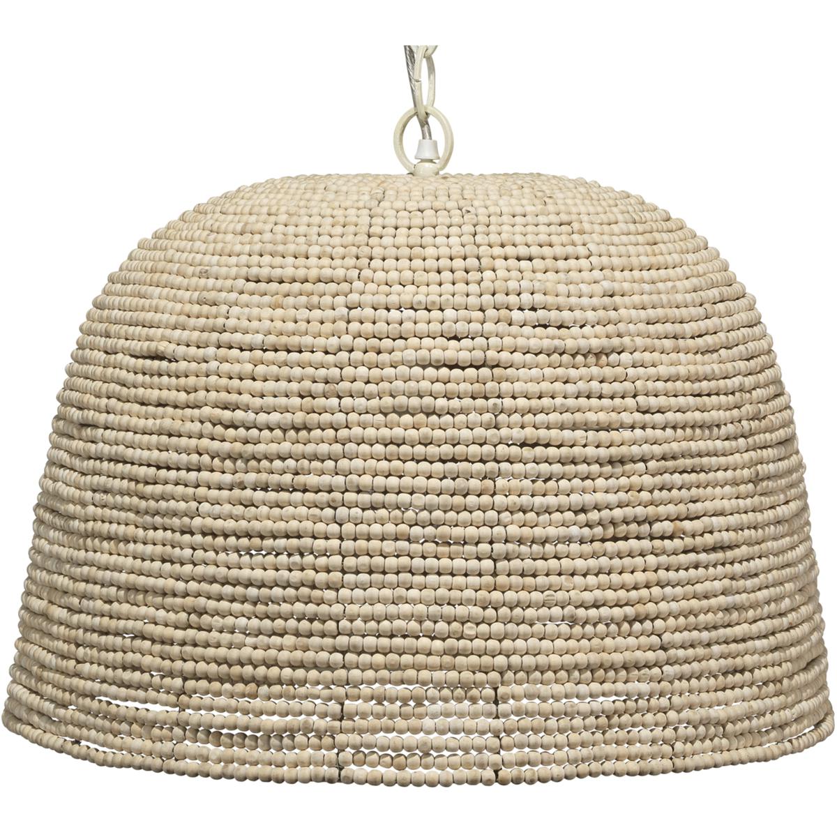 Scott Coastal Beach Off White Mango Wood Beads Iron Chain Single Pendant