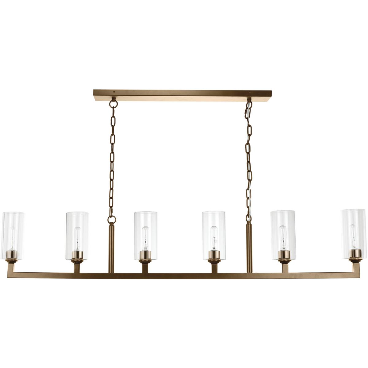 Jamie Young Co 5LINE6-ABCL Linear 6 Light 62 inch Antique Brass Linear Chandelier Ceiling Light