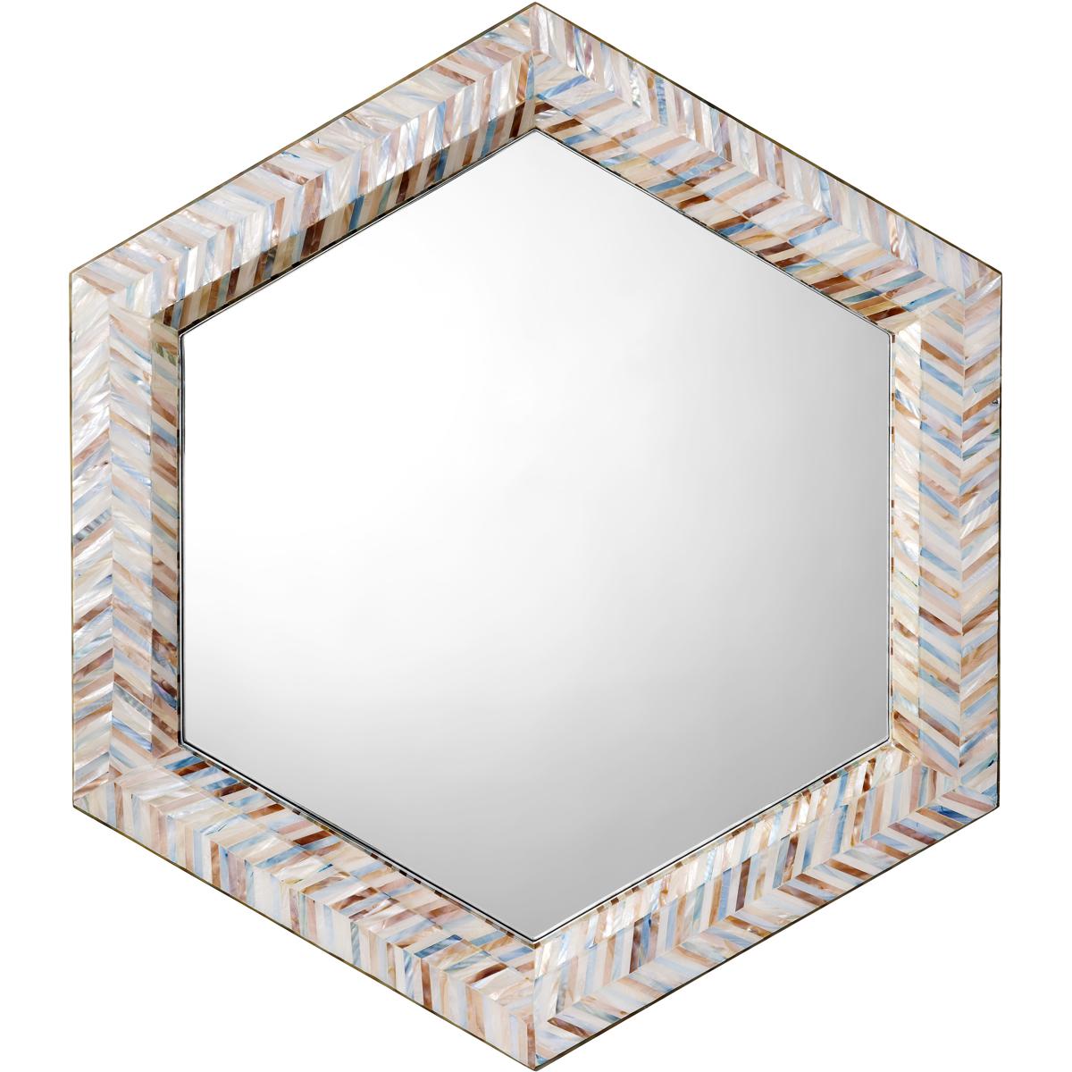 Jamie Young Co 6ACAD-BLMOP Academy 34.5 X 30 inch Mixed Blue and White and Red Mother of Pearl Wall Mirror