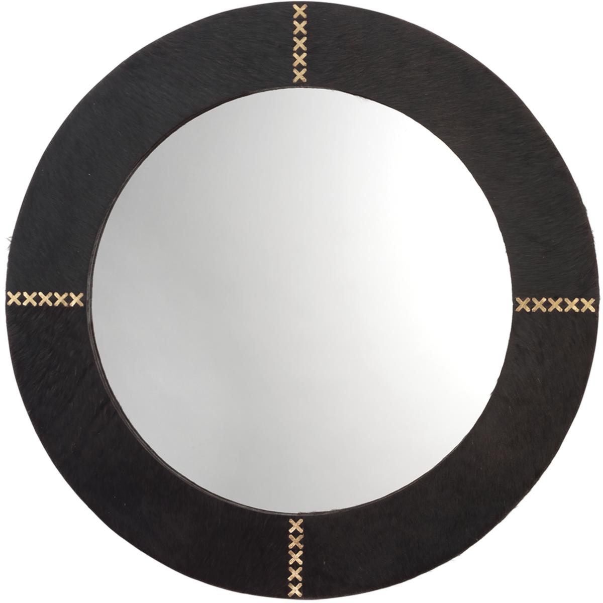 Jamie Young Co 6CROS-LGES Cross Stitch 36 X 36 inch Espresso Hide w/ Antique Brass Wall Mirror