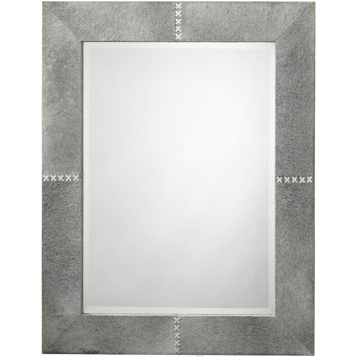 Jamie Young Co 6CROS-RECTGR Cross Stitch 36 X 28 inch Grey Hide w/ White Stitching Wall Mirror