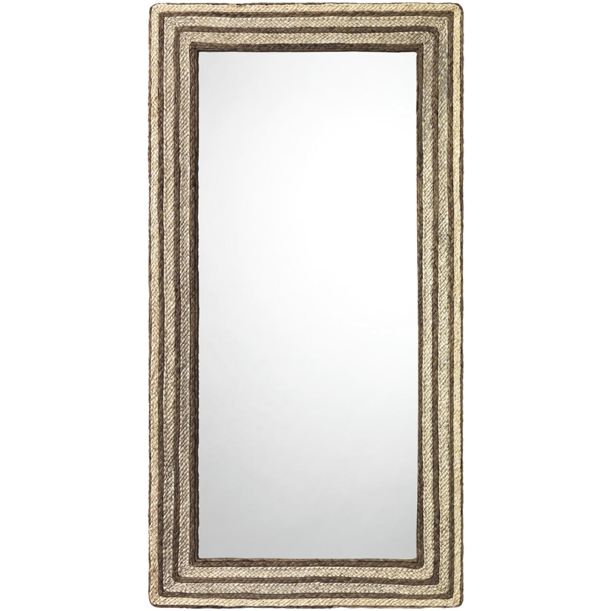 Aralyn Coastal Beach Natural Seagrass Braided Rectangular Wall Mirror