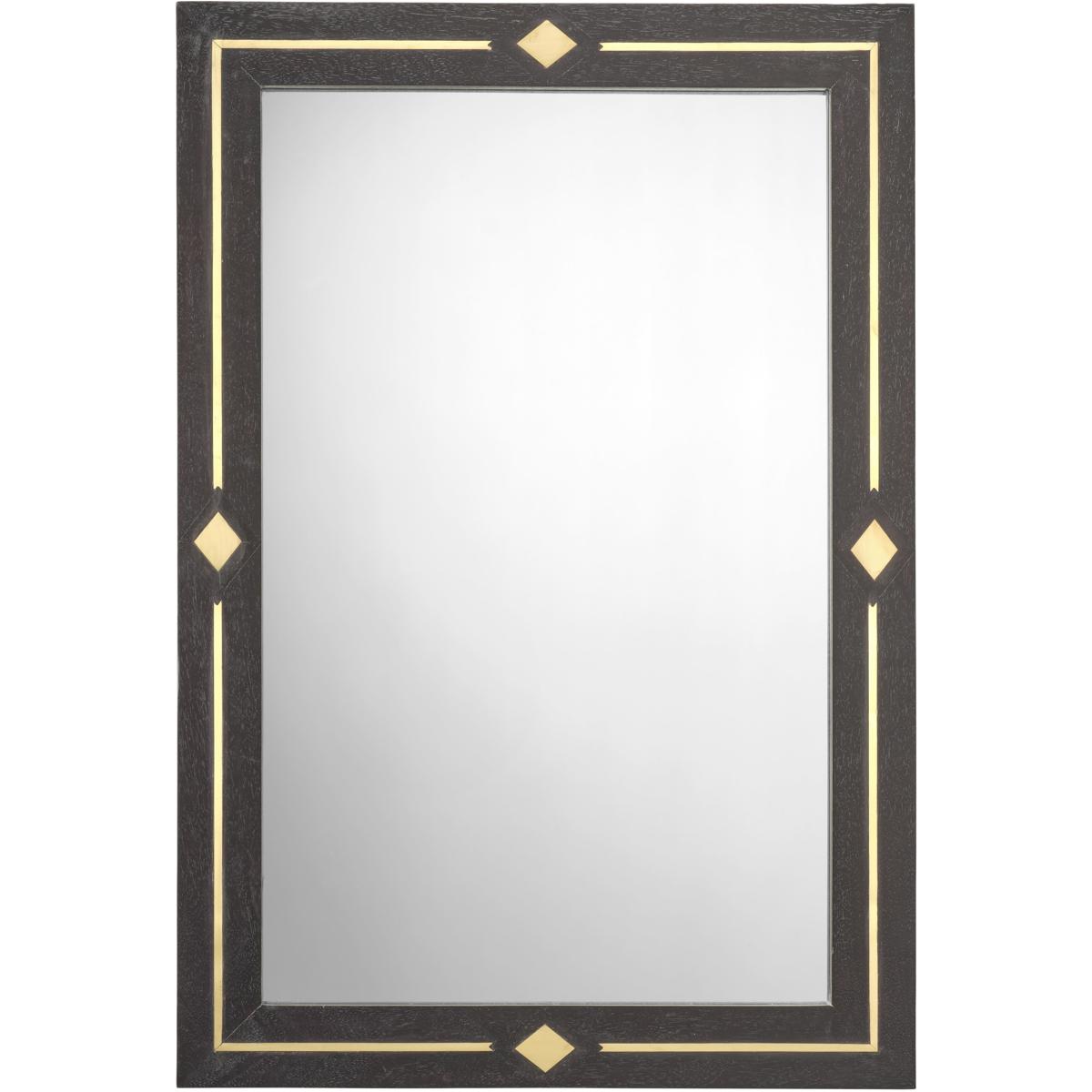 Declan Updated Traditional Black Mango Wood Rectangular Wall Mirror