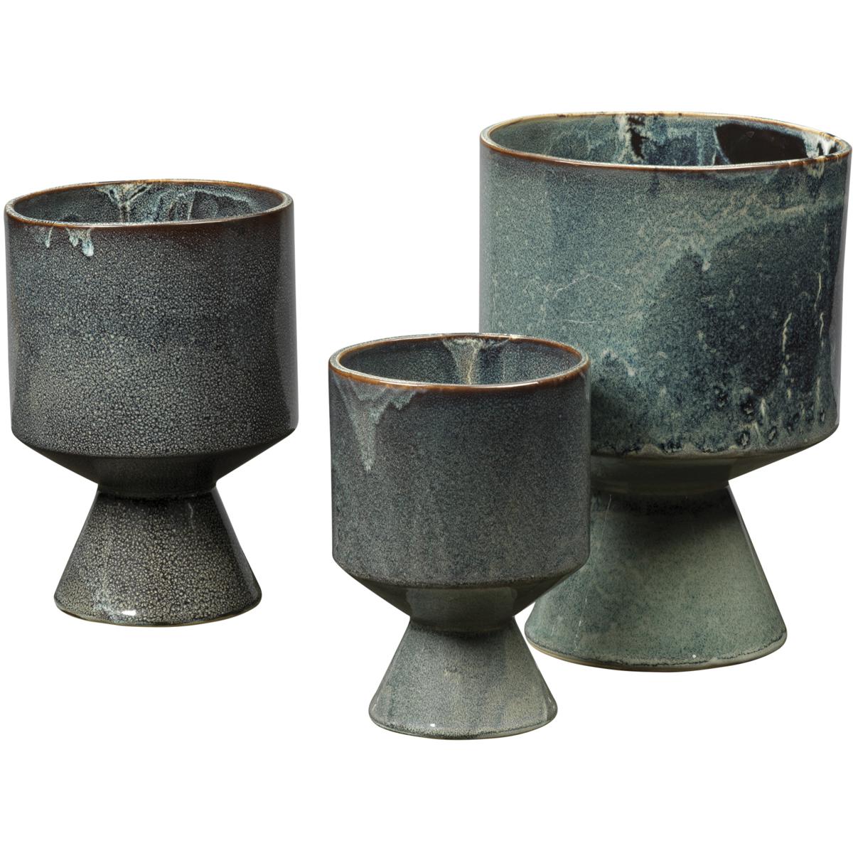 Jamie Young Co 7BERK-POBL Berkeley Royal Blue Ceramic Pots, Set of 3