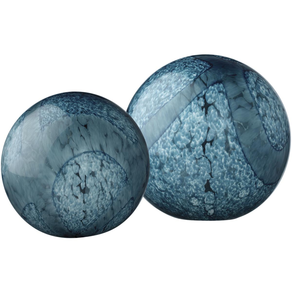 Jamie Young Co 7COSM-BAIN Cosmos Indigo Swirl Glass Balls, Set of 2