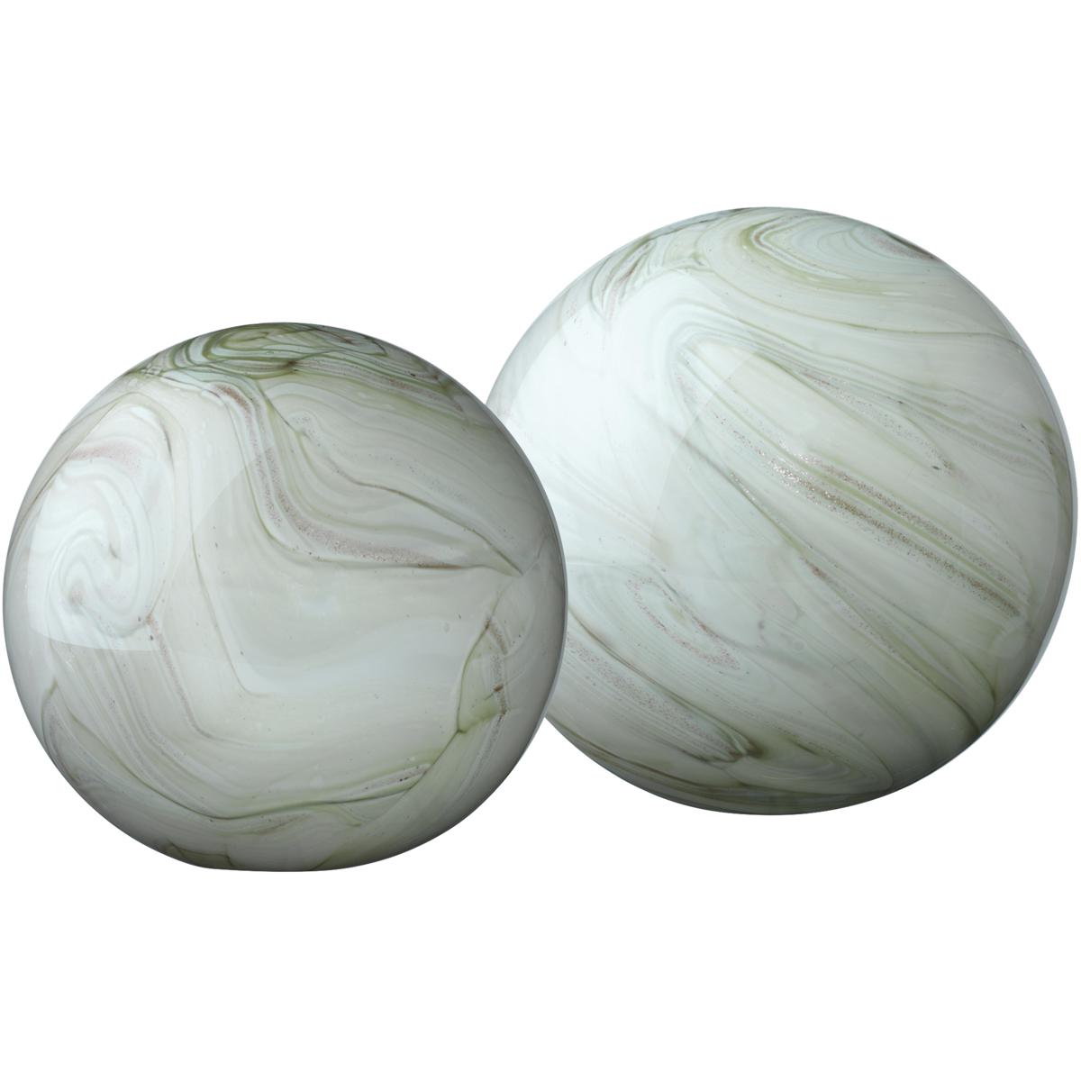 Jamie Young Co 7COSM-BASA Cosmos Sage Swirl Glass Balls, Set of 2