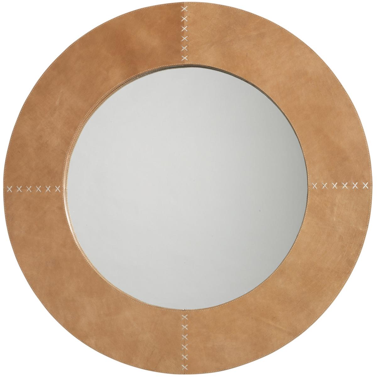 Jamie Young Co 7CROS-LGLE Cross Stitch 36 X 36 inch Buff Leather Mirror