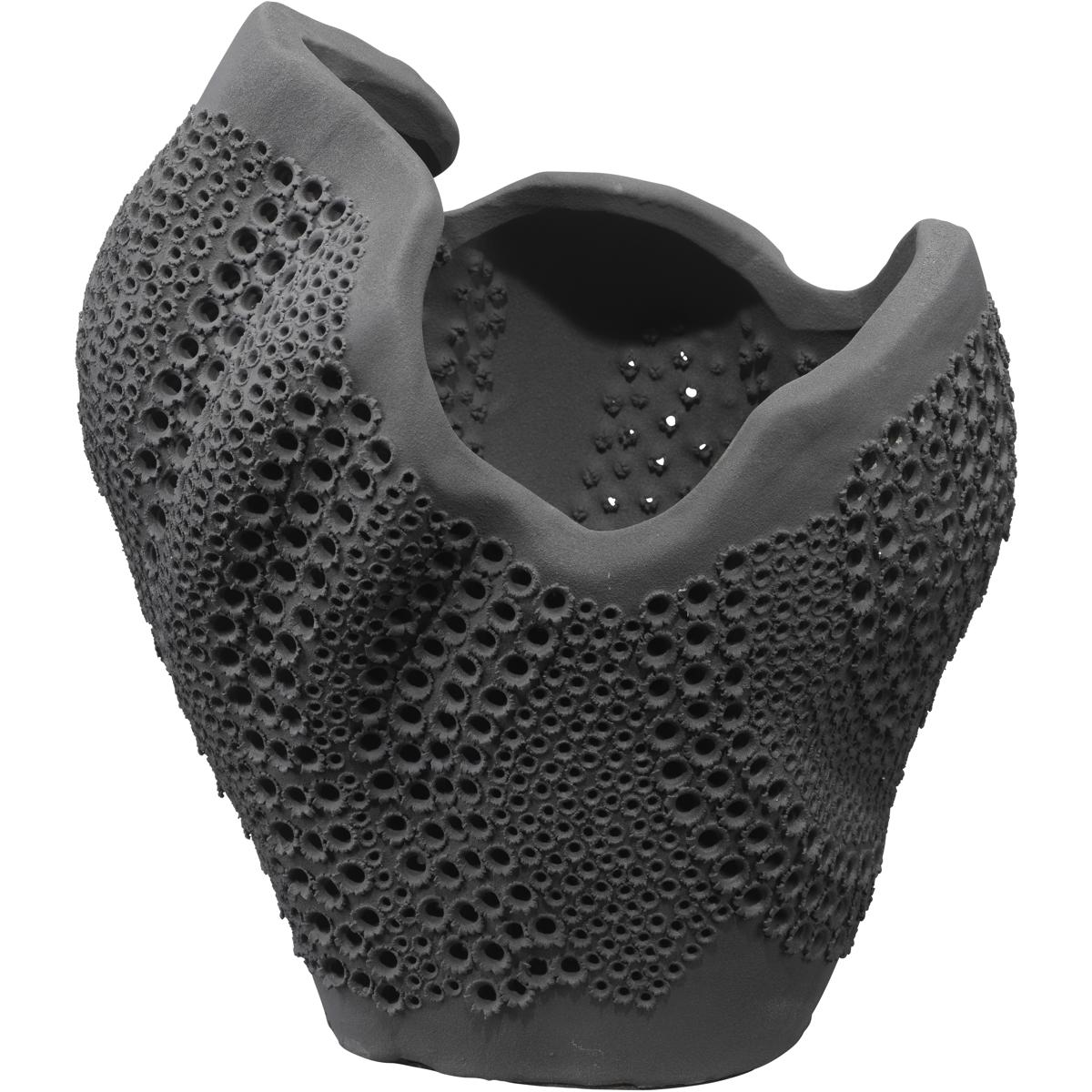 Jamie Young Co 7ECLI-VABK Dynasty 13.5 X 11.75 inch Vase in Matte Black Porcelain