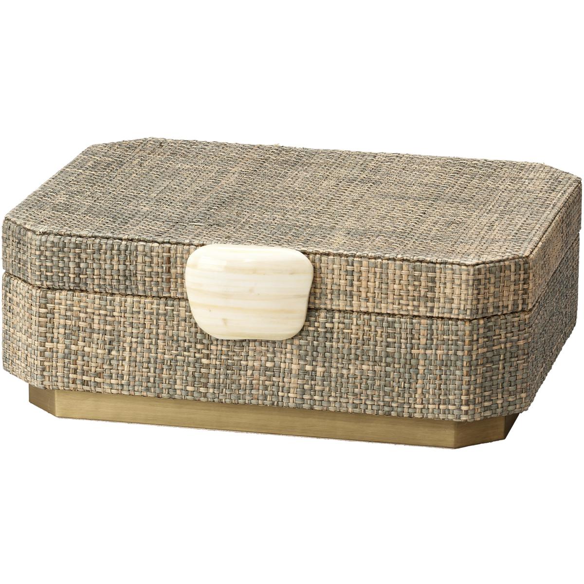 Jamie Young Co 7EDEN-BXGR Eden 11 inch Grey Steel Raffia and Ivory Bone Box