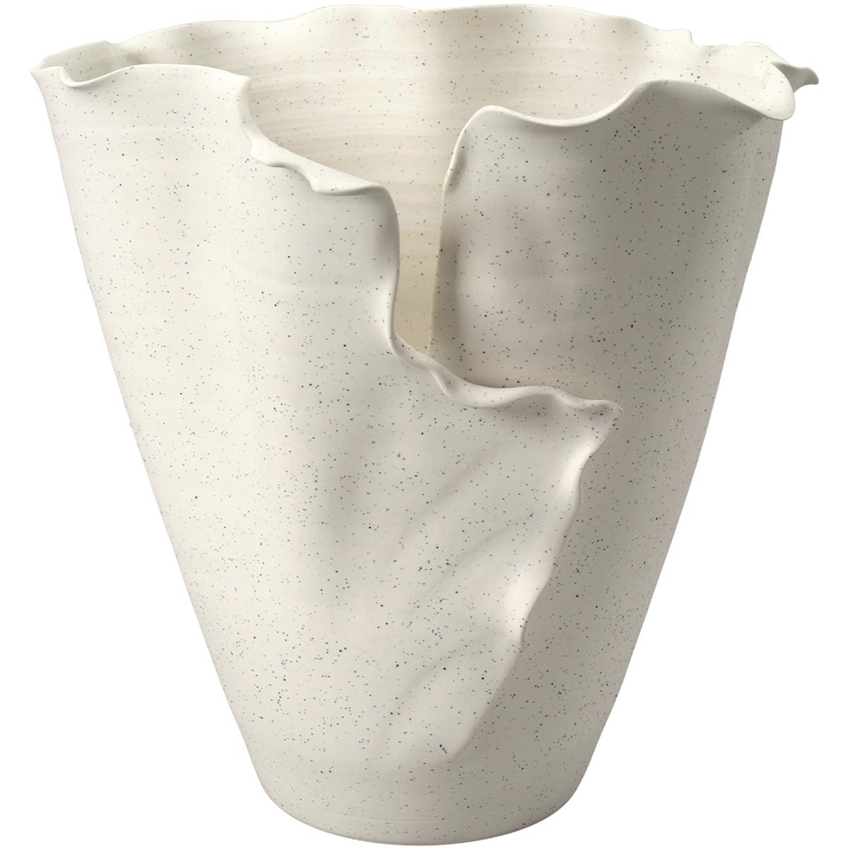 Nora Modern Classic Matte White Porcelain Ruffled Table Vase