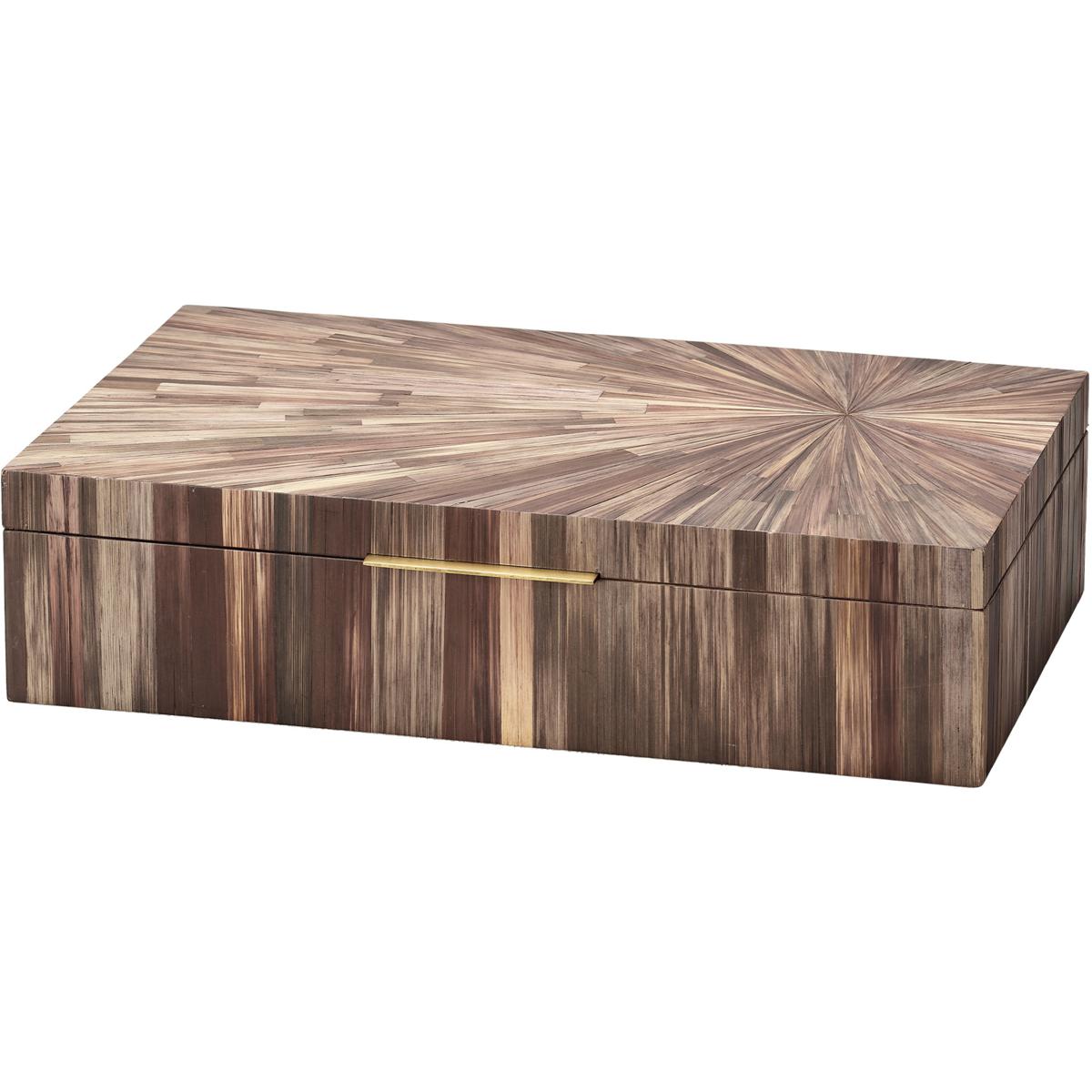 Jamie Young Co 7PALM-BOBR Palm 14.25 inch Brown Straw and Antique Brass Marquetry Box