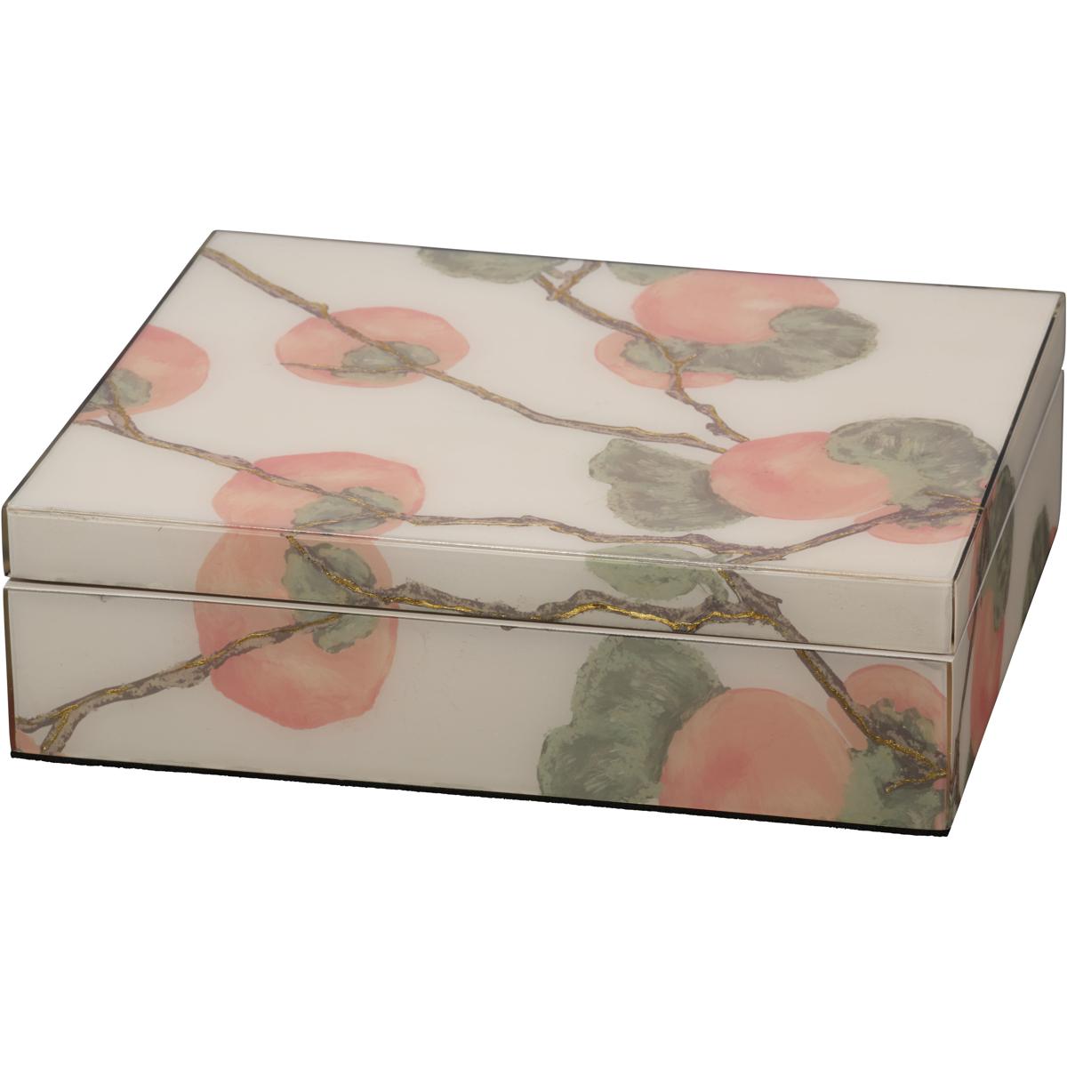 Jamie Young Co 7PERMBXCR Persimmon 11 inch Cream and Coral and Green Box Inline