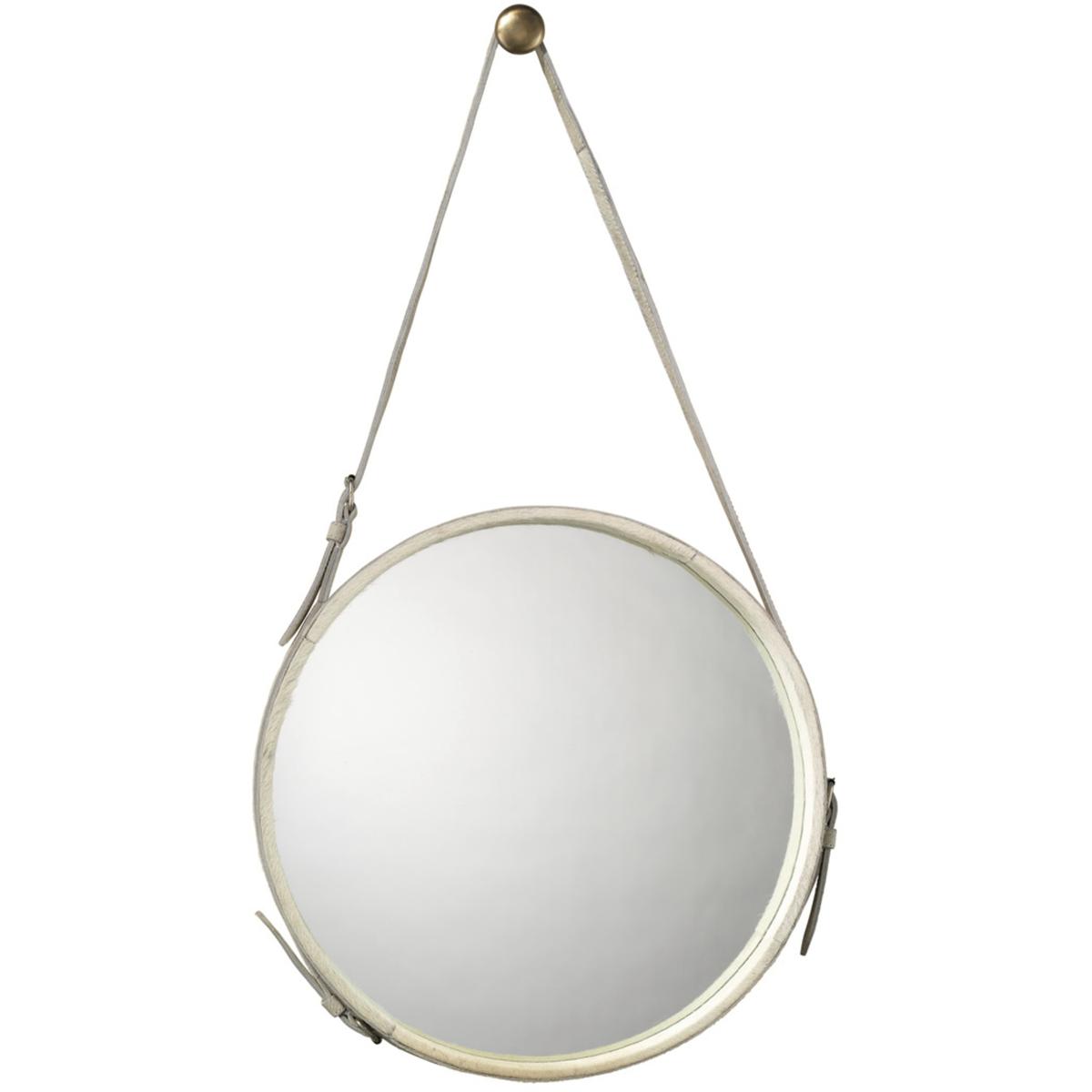 Jamie Young Co 7ROUN-LGWH Round 26 X 26 inch White Hide Wall Mirror