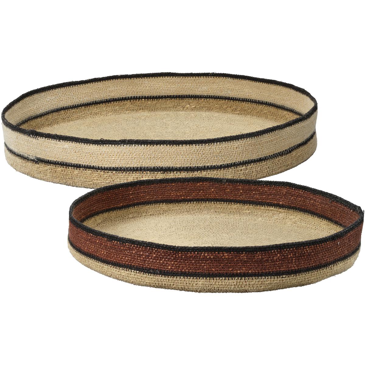 Jamie Young Co 7SCAR-TRBR Scarab Natural and Rust and Black Trays, Inline, Set of 2