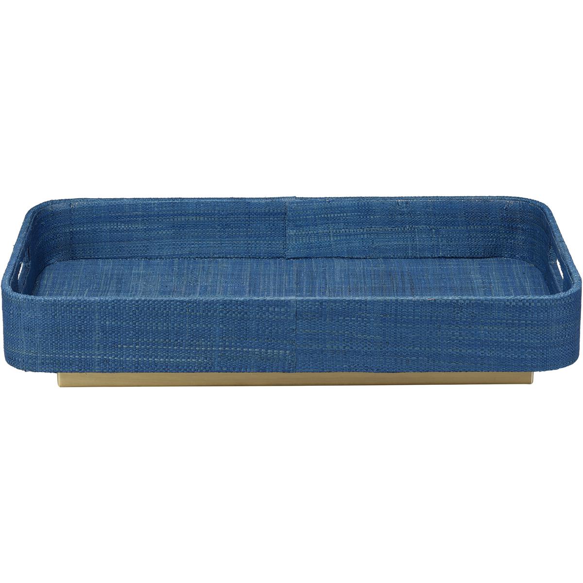 Jamie Young Co 7UTOP-TRIN Utopia Indigo Raffia and Antique Brass Tray