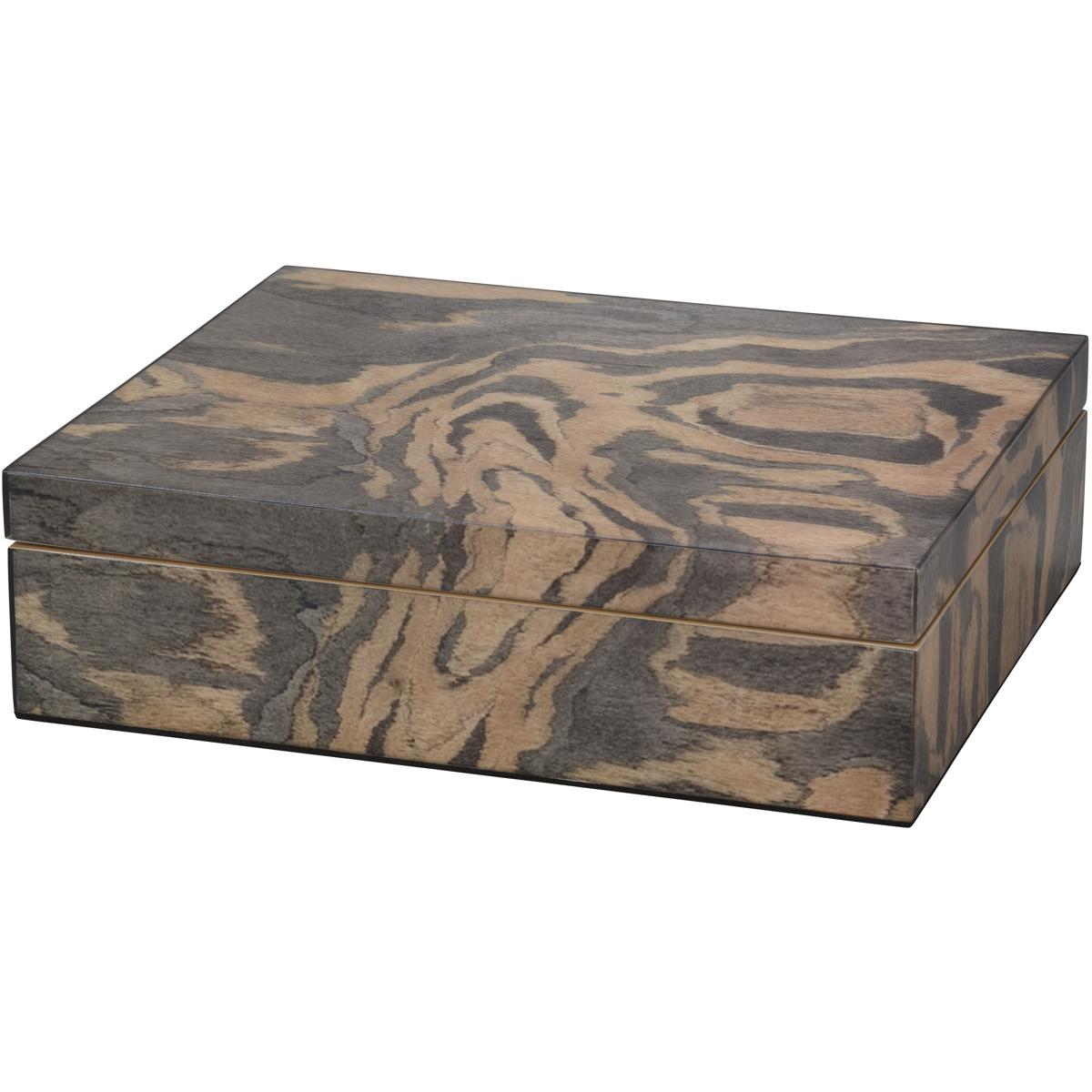 Jamie Young Co 7WOOD-BXNV Woodgrain 12 inch Navy Laquer Decorative Box, Inline