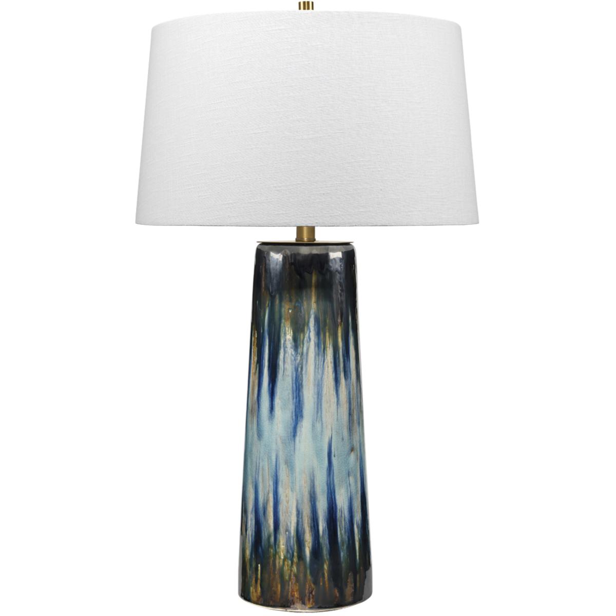 Jamie Young Co 9BRUSHAQBL Brushstroke 30.5 inch 100 watt Aqua / Dark Blue / Metallic Ombre Reactive Glaze Table Lamp Portable Light