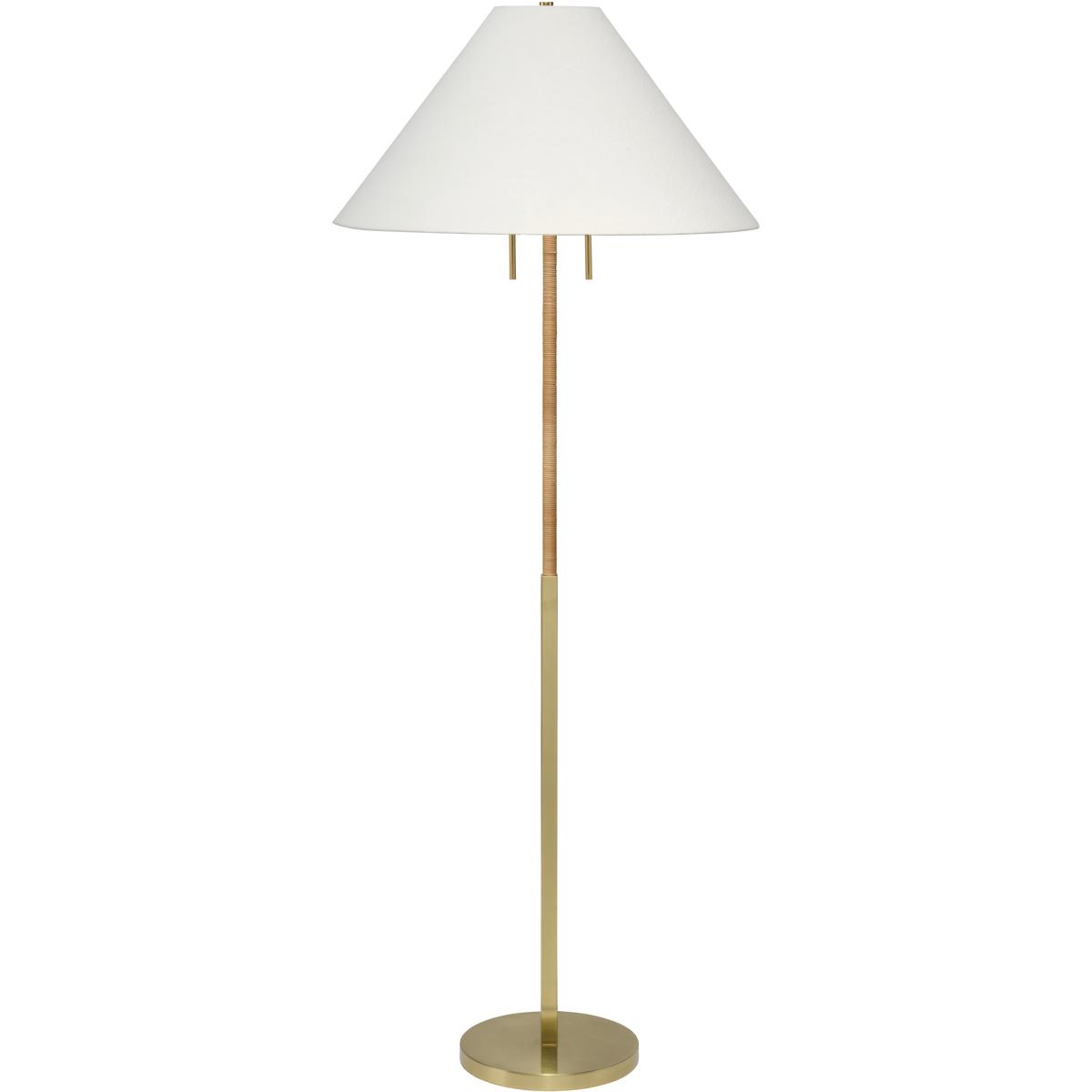 Jamie Young Co 9HARRISFLNA Harrison 64.75 inch 75 watt Brushed Brass and Natural Rattan Floor Lamp Portable Light, Inline