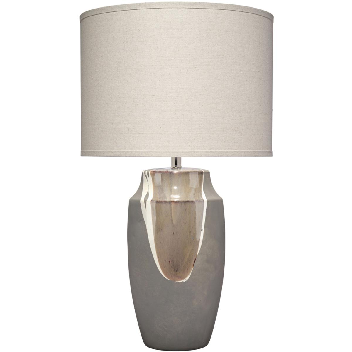 Jamie Young Co 9LANDTLGREY Landslide 32 inch 150 watt Matte Grey w/ Beige & White Drip Table Lamp Portable Light