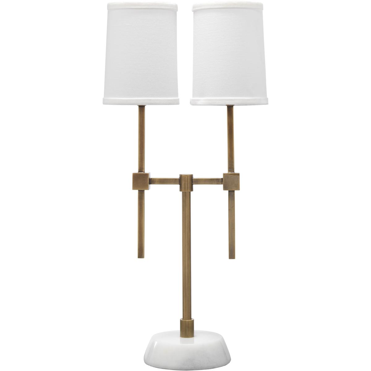 Jamie Young Co 9MINE-TLAB Minerva 9.75 inch 25 watt Antique Brass & White Twin Shade Console Lamp Portable Light