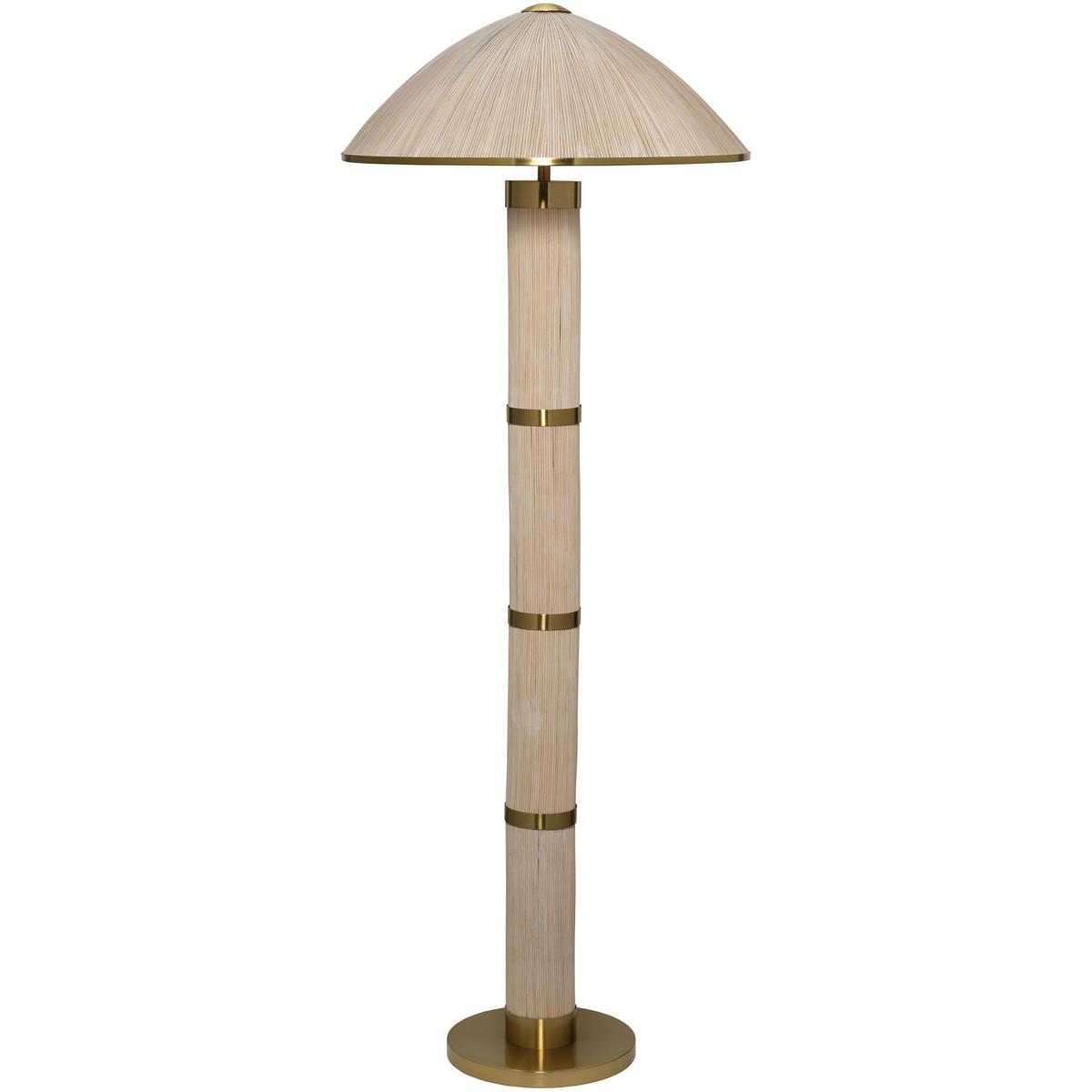 Jamie Young Co 9SEYCHEFLRAT Seychelles 64 inch 60 watt White Washed Rattan and Polished Brass Floor Lamp Portable Light, Inline