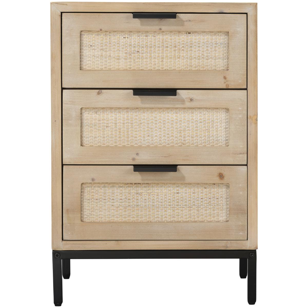 Jamie Young Co LS20REED3STW Reed 28 X 19 inch Brown Side Table, 3 Drawer