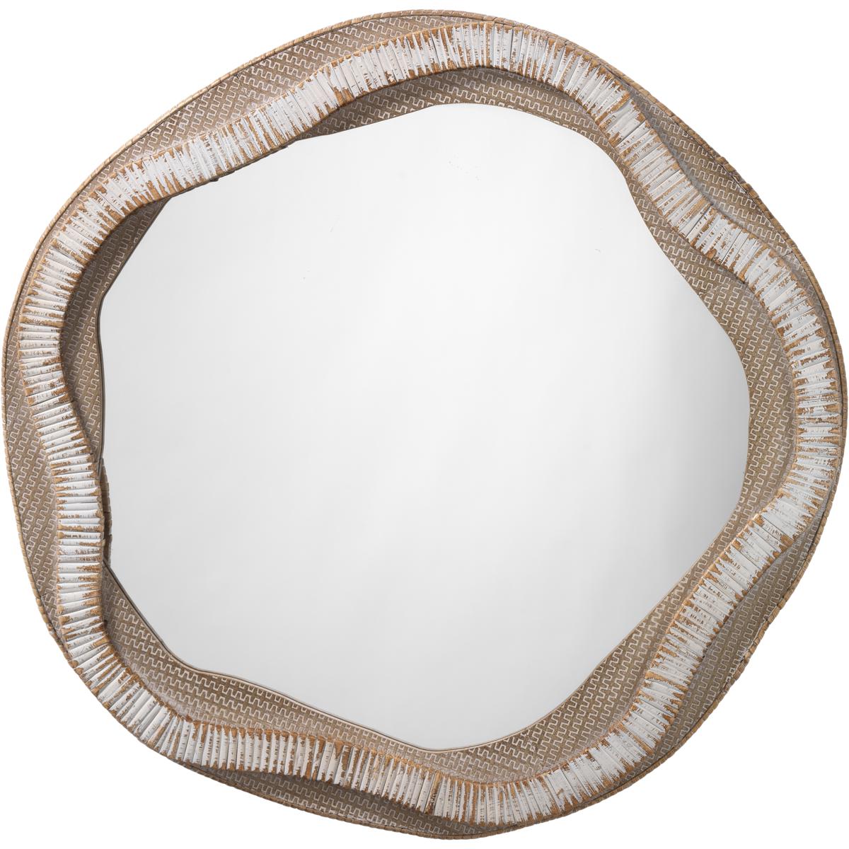 Jamie Young Co LS6RIVERBECR River Organic 27.75 X 27.75 inch Beige & Cream Rattan & Wood Mirror