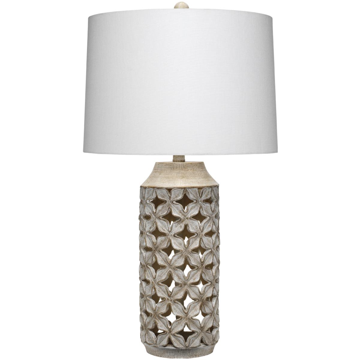 Jamie Young Co LSFLORAWH Flora 27.5 inch 150 watt White Washed Resin Table Lamp Portable Light