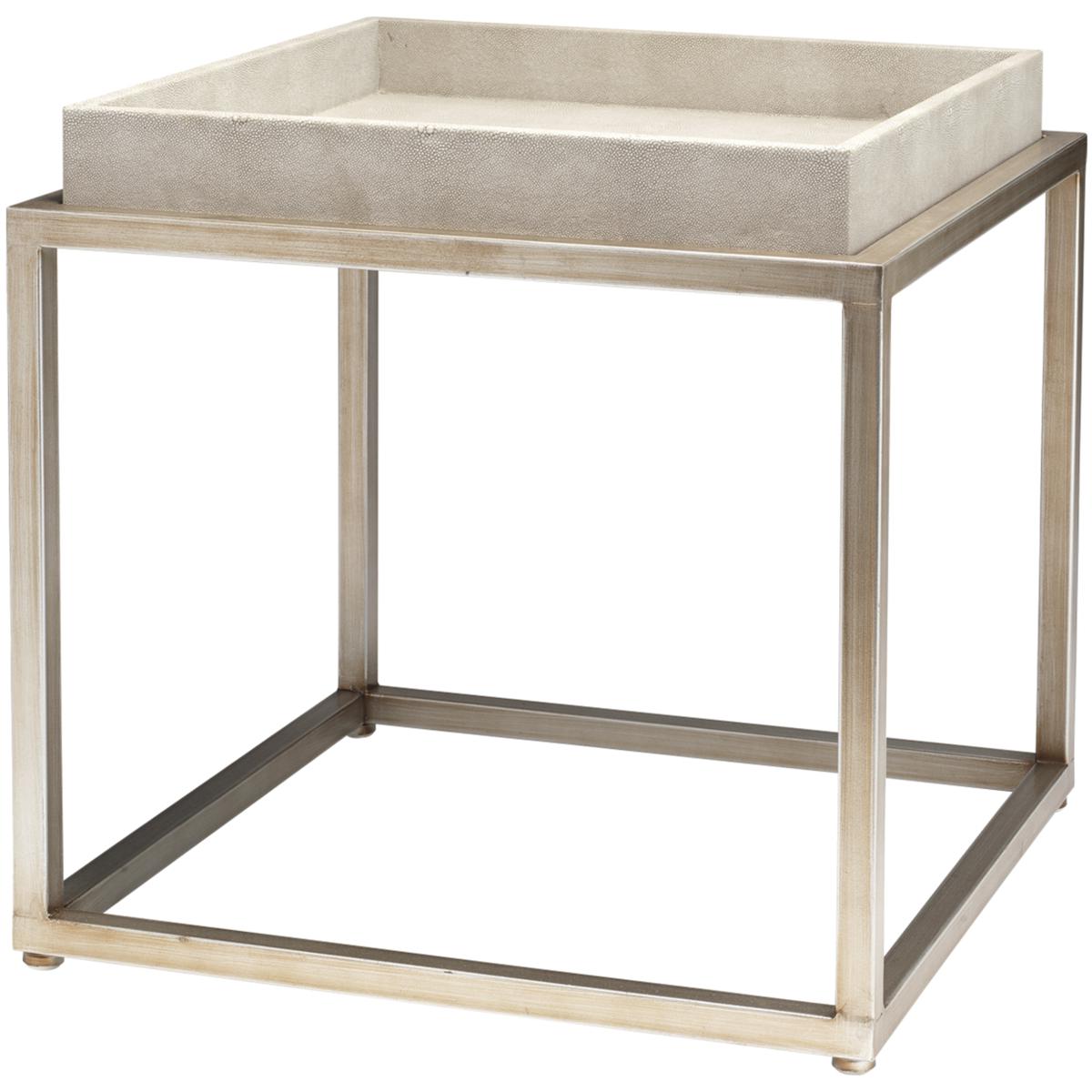 Jamie Young Co LSJAXIV Jax Square 18 X 18 inch Ivory Faux Shagreen and Antique Brass Metal Side Table