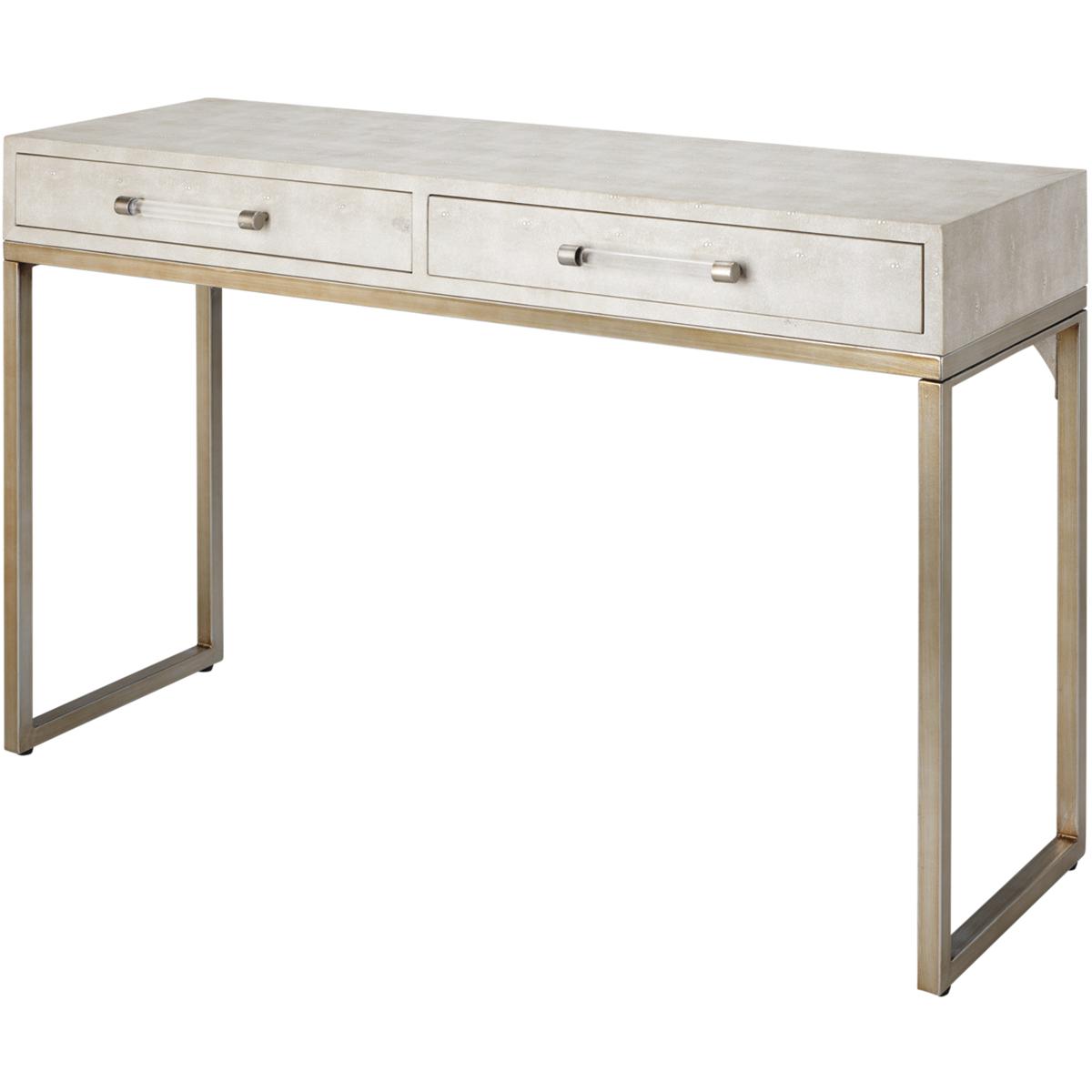 Jamie Young Co LSKAINCOIV Kain 48 X 16 inch Ivory Faux Shagreen and Antique Brass Metal Console