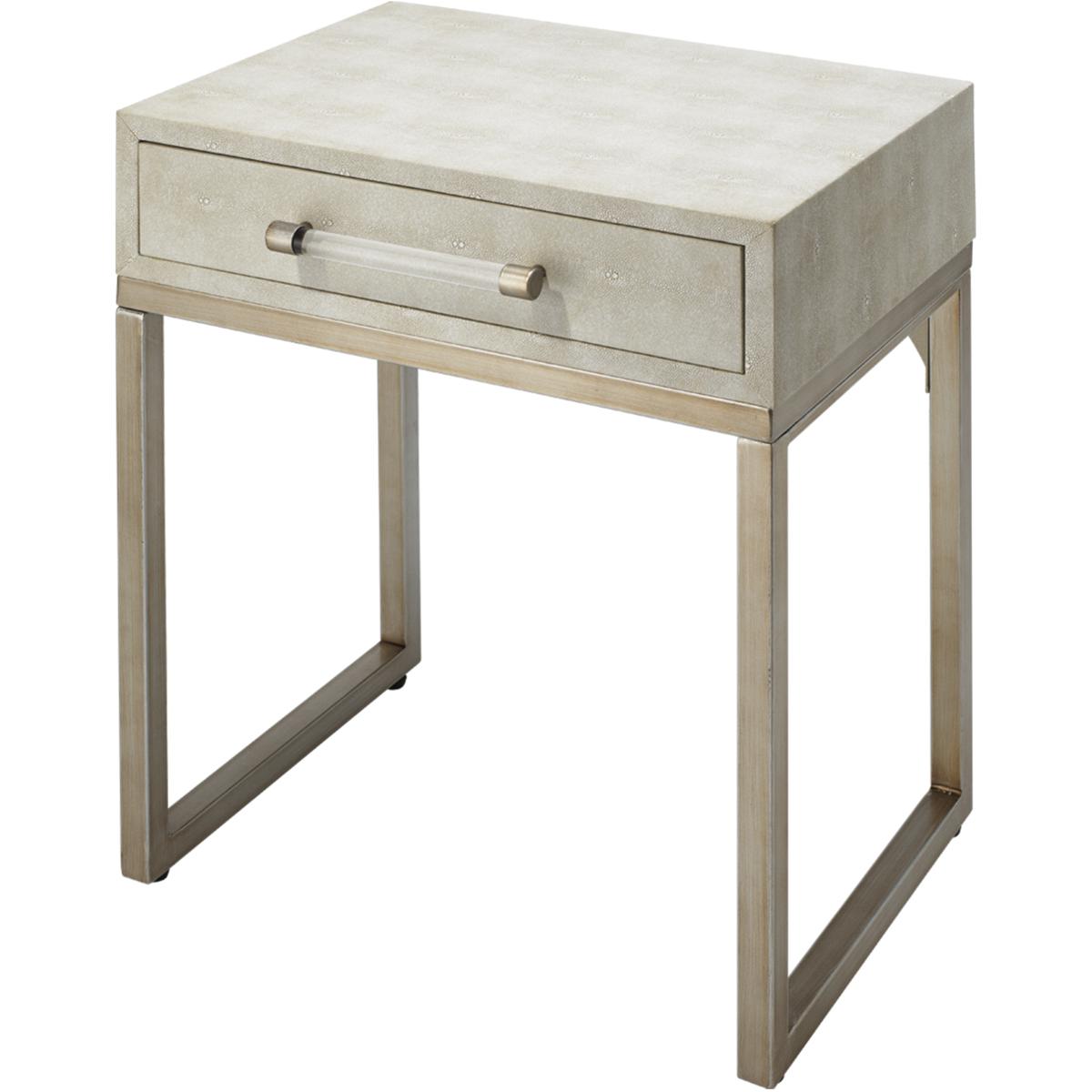 Jamie Young Co LSKAINSTIV Kain 24 X 20 inch Ivory Faux Shagreen and Antique Brass Metal Side Table