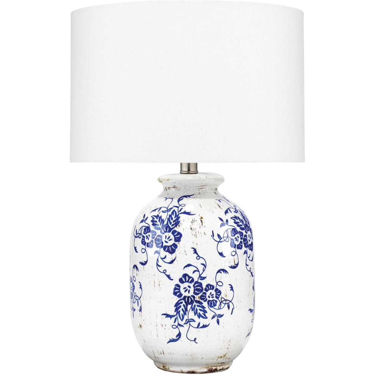 Jamie Young Co LSRUTHWHBL Ruth 22 inch 60 watt White and Blue Patterned Ceramic Table Lamp Portable Light