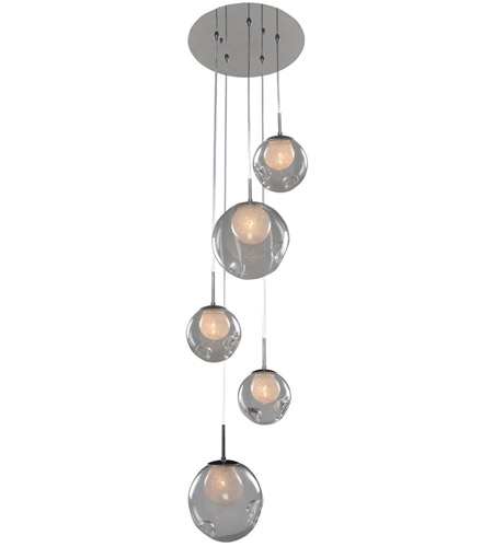 Kalco 309541CH/CLEAR Meteor 5 Light 15 inch Chrome Pendant Ceiling ...