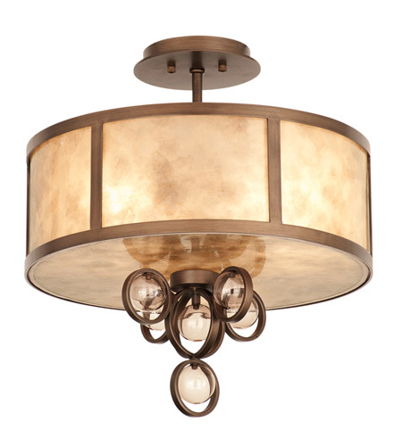 Sandhurst 3 Light 16 Inch Etruscan Bronze Semi Flush Ceiling Light