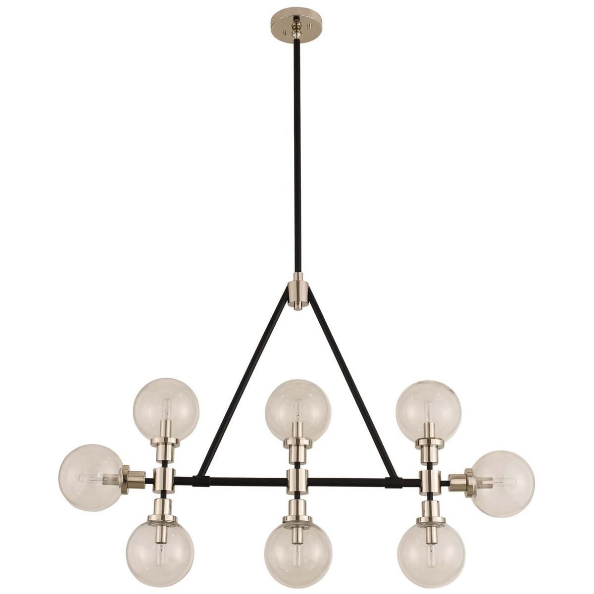 Kalco 315453BPN Cameo 8 Light 42 inch Matte Black Finish With Nickel Accents Island Light Ceiling Light in Matte Black with Nickel Accents