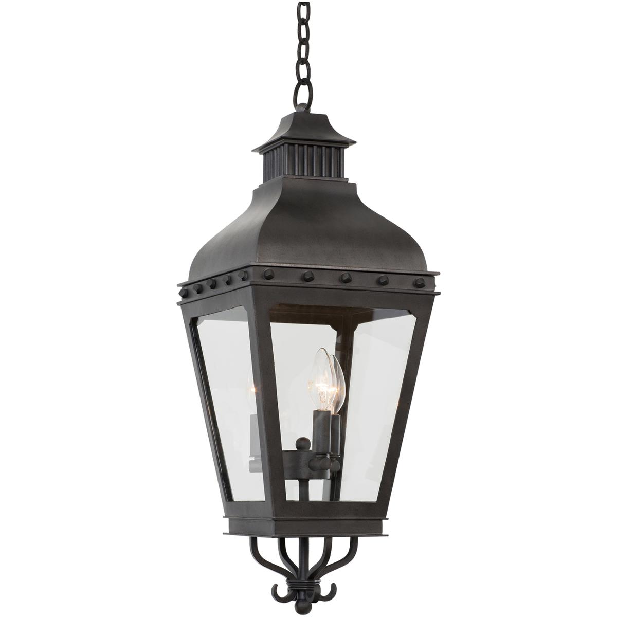 Kalco 403351AI Winchester Outdoor 3 Light 10 inch Aged Iron Pendant Ceiling Light