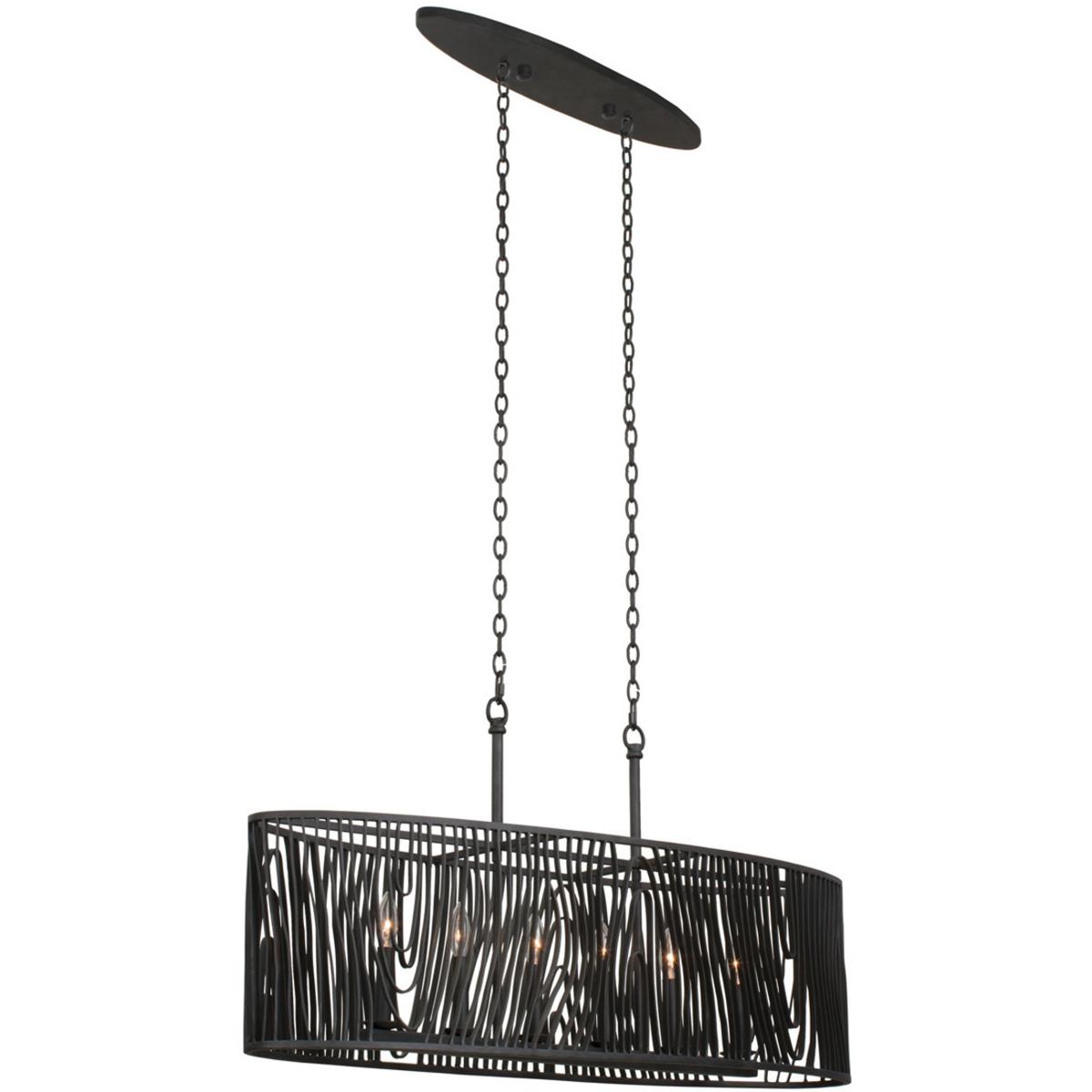 Kalco 507560BI Morre 6 Light 42 inch Black Iron Island Light Ceiling Light