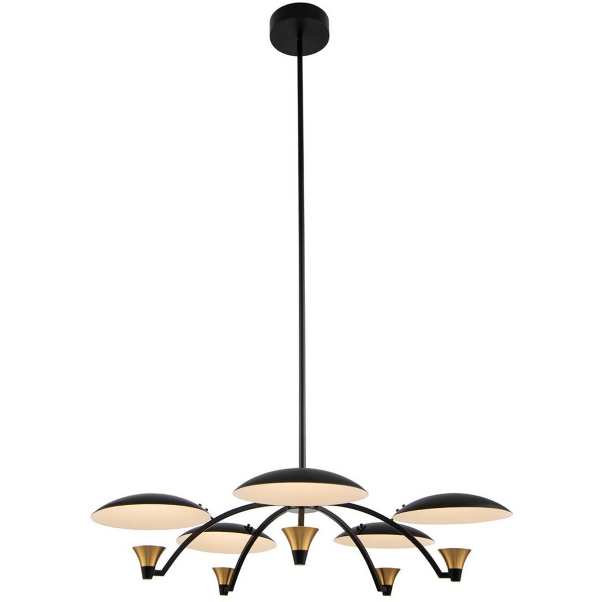 Kalco 513671BWB Redding LED 31 inch Matte Black with White and Brass Accent Chandelier Ceiling Light