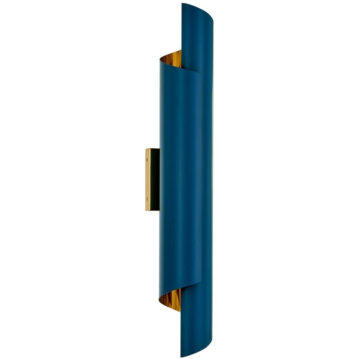 Kalco 514721PBN Piaga 2 Light 4 inch Matte Blue and Polished Brass Wall Sconce Wall Light