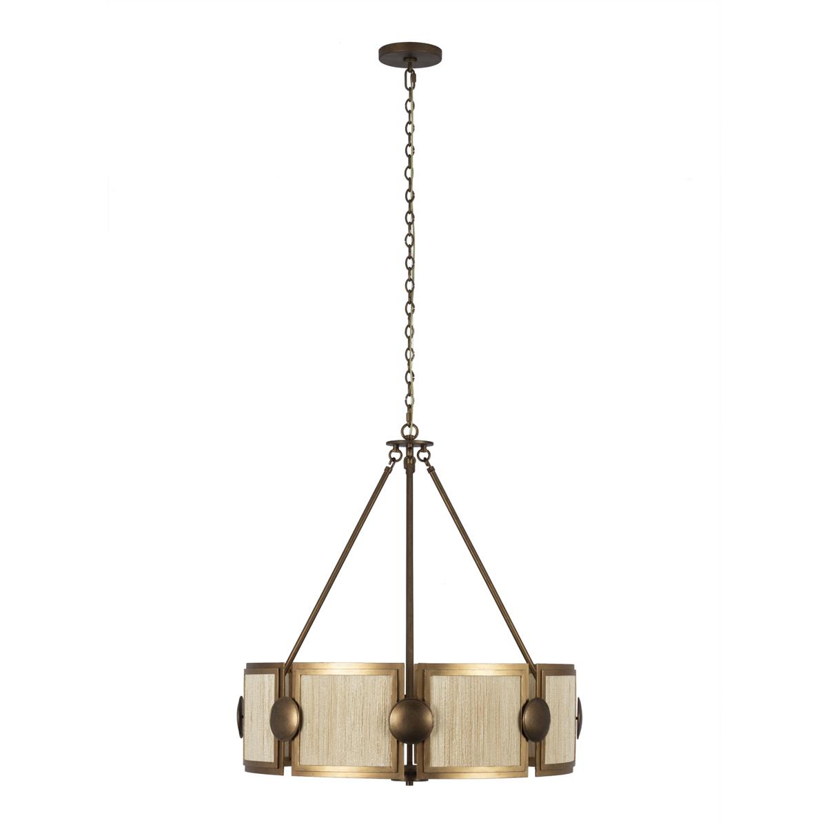 Kalco 526855PABMG Button 8 Light 29 inch Pearlized Antique Brass and Modern Gold Pendant Ceiling Light