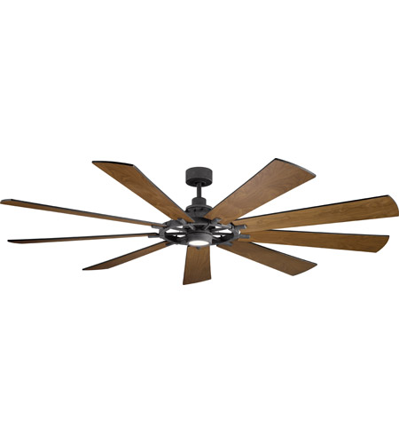 Kichler 300285DBK Gentry Xl 85 inch Distressed Black with Walnut Blades Ceiling Fan in Etched Cased Opal photo